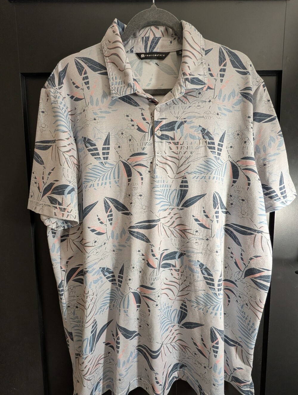 Travis Mathew Rip Current Golf Polo Shirt Hawaiian Floral Print Men's XL